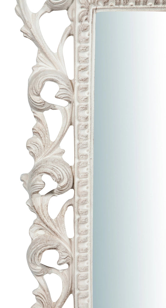 Biscottini Specchiera da parete in legno finitura bianco anticato L45xPR4xH61 cm Made in Italy
