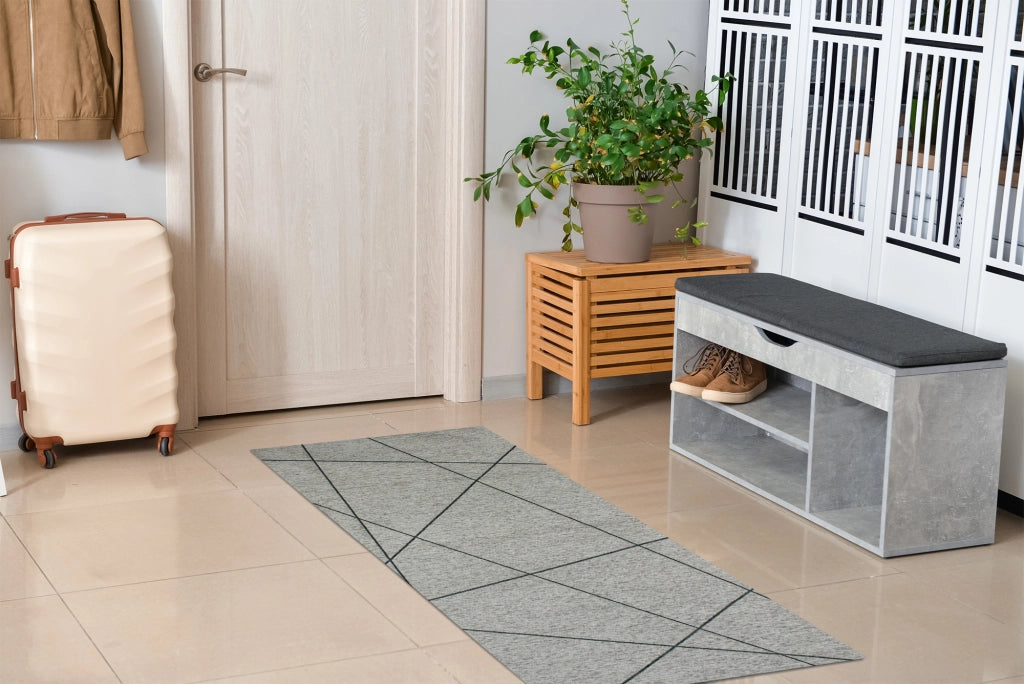 Tappeto Arredo Moderno Morbido in Ciniglia Ingresso Antiscivolo Prodotto Italiano  Soggiorno Camera Salotto Disegni Piazzati Cotone Varie Misure Grande Quarzo/Grigio - 140x200 cm