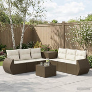 Set di divani 8 pz Marrone e Bianco Crema 3448434