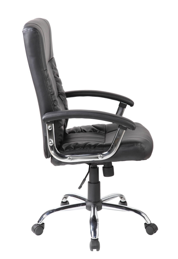 Sedia da ufficio Alberica, Poltrona direzionale con braccioli, Sedia ergonomica da ufficio, 69x64h106/116 cm, Nero