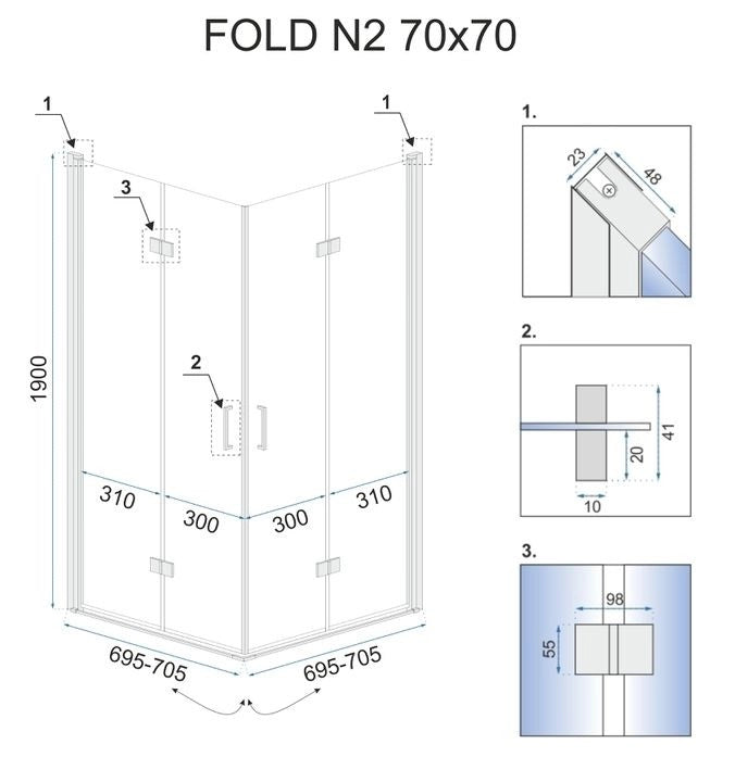Cabina Doccia Pieghevole Rea Fold N2 90x90