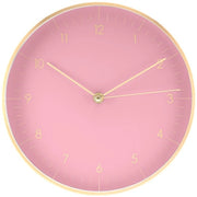 Orologio da muro con meccanismo orario quartz silenzioso, design semplice e moderno con cifre leggibili, regalo decorativo in rosa e oro.