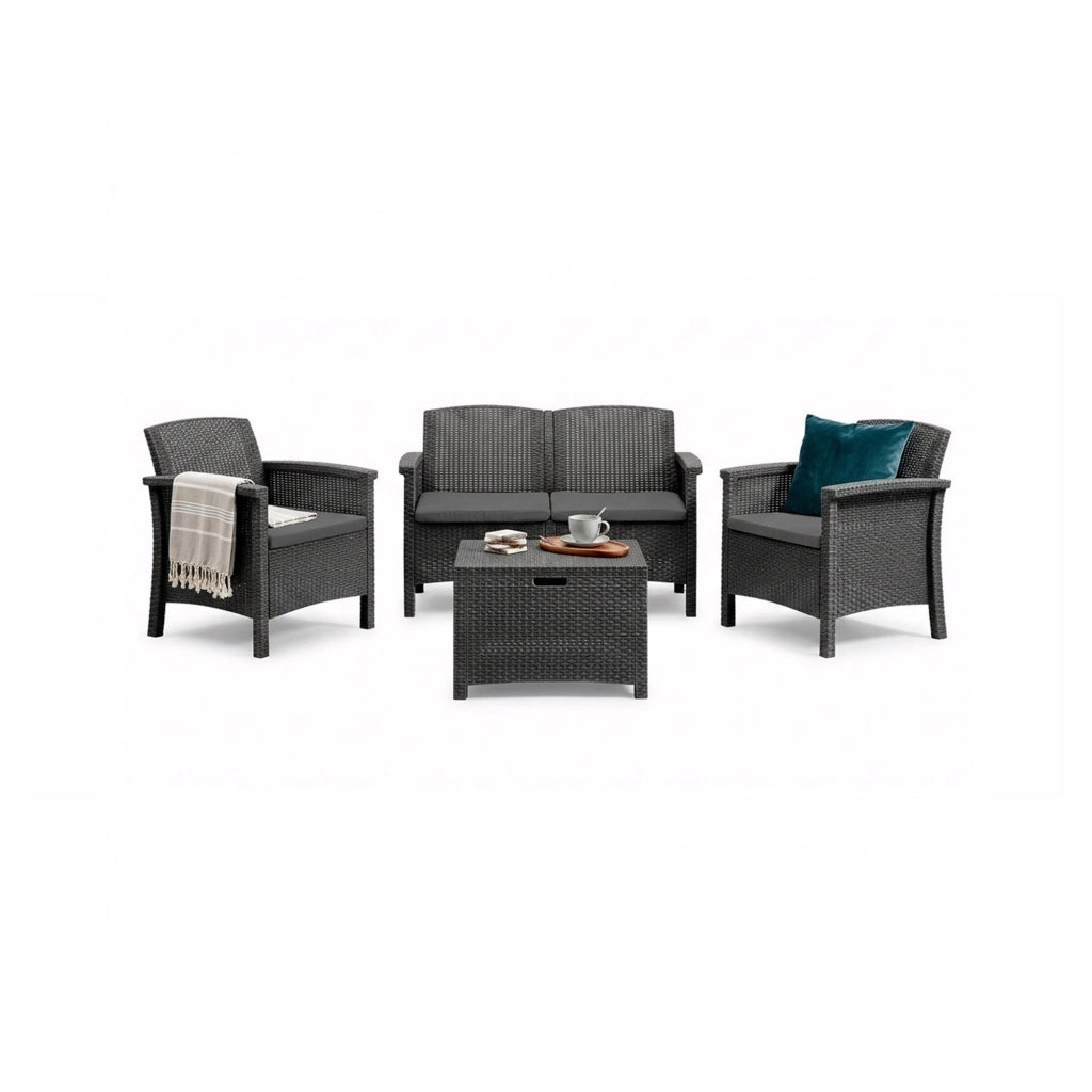 Salottino Outdoor Ranica, set Salotto da Esterno 2 Posti Made in Italy, Nero Antracite
