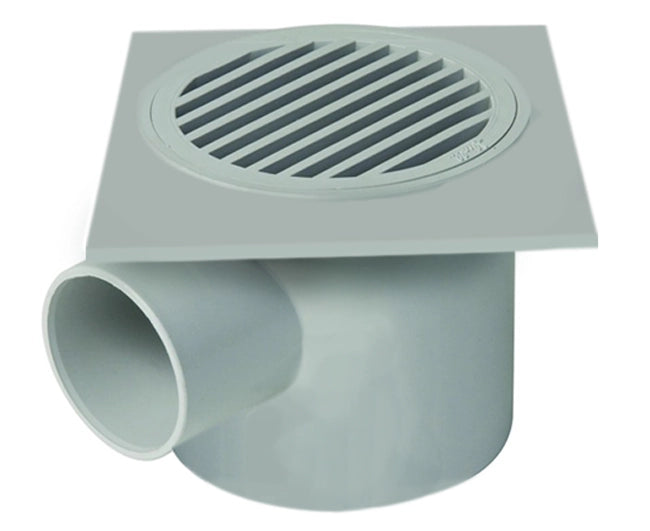 SIFONETTO USCITA ORIZZONTALE C/GRIGLIA IN PVC 100X100 MM - ø40   NICOLL S.R.L.