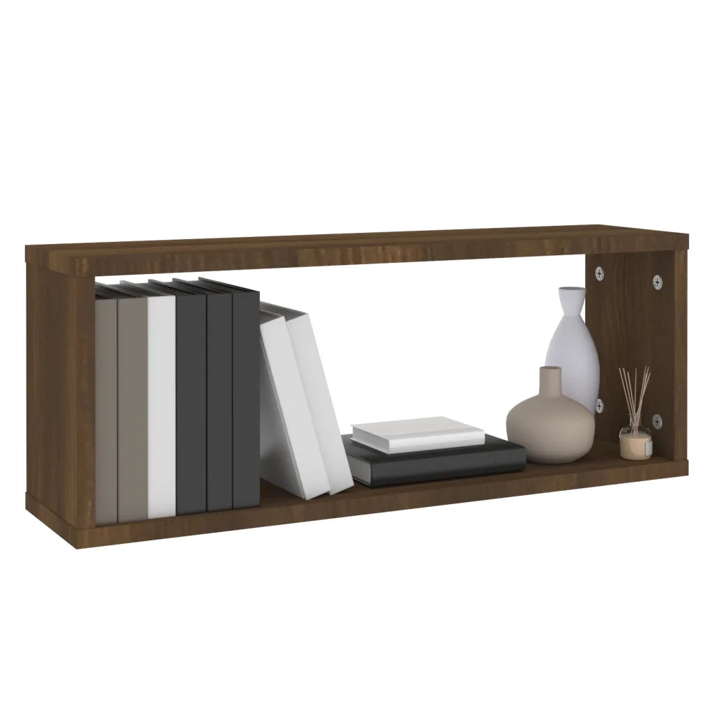 Mensole Cubo Muro 2pz Rovere Marrone 60x15x23 cm in Multistrato 815930