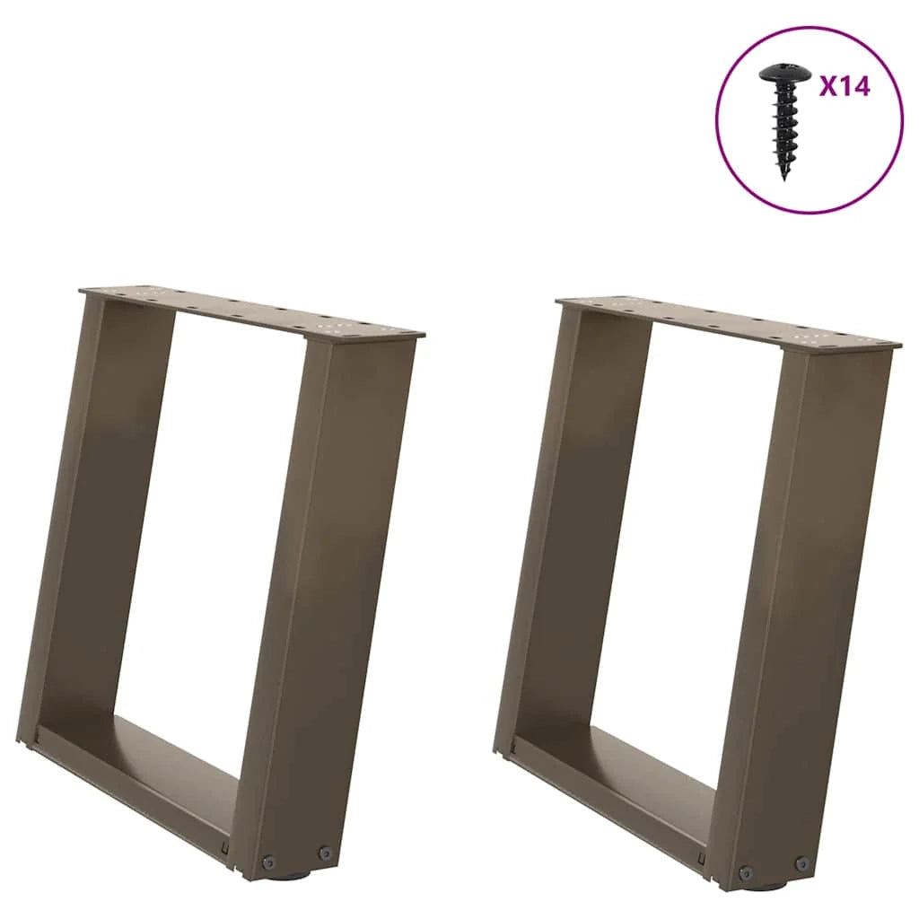 Set di 2 gambe regolabili per tavolino da caffè a forma di U 50 x 43 x 42 cm design moderno acciaio naturale 02_0057051