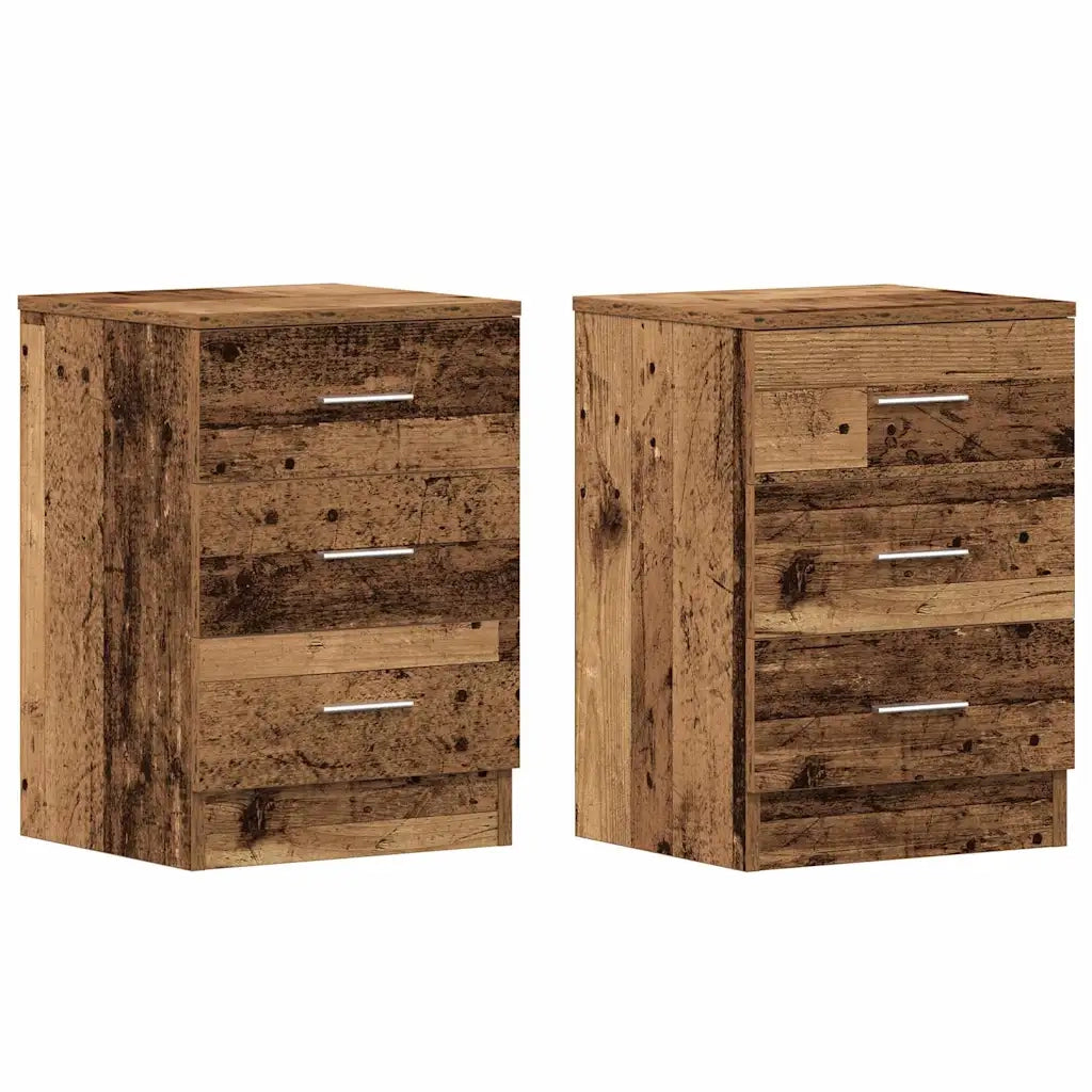 Set di 2 Comodini | Armadio da Notte | Mobiletto da notte Legno Antico 38x35x55 cm in Legno Multistrato