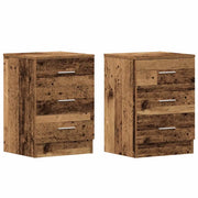 Set di 2 Comodini | Armadio da Notte | Mobiletto da notte Legno Antico 38x35x55 cm in Legno Multistrato