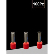 Trade Shop - Confezione 100pz Tubetto Capicorda Isolato Per Cavi 1.5mm² Terminale Da 8mm E1508 - Rosso