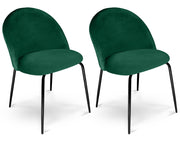 Set di 2 sedie da pranzo imbottite in velluto verde scuro piede nero – Nicole - SD30NIPN