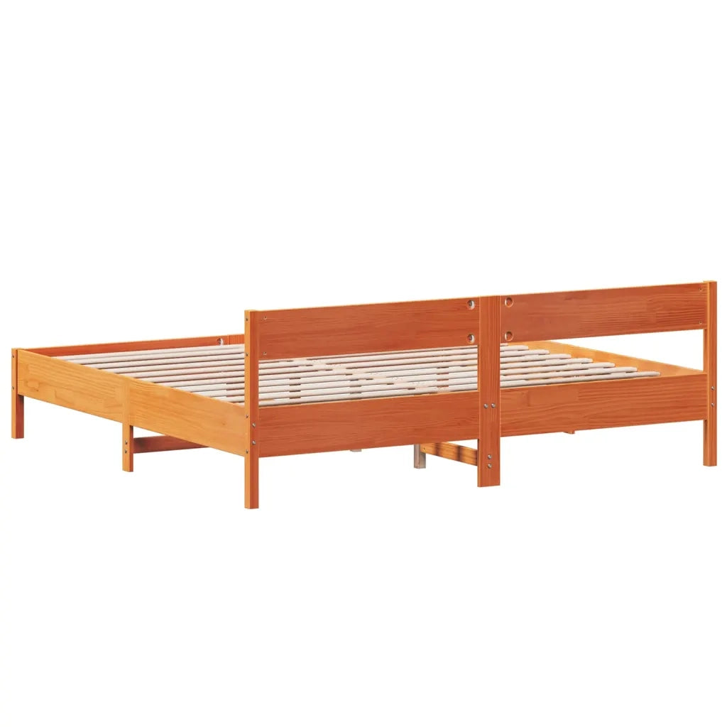 Giroletto senza Materasso Marrone Cera 200x200 cm Legno di Pino 3216211