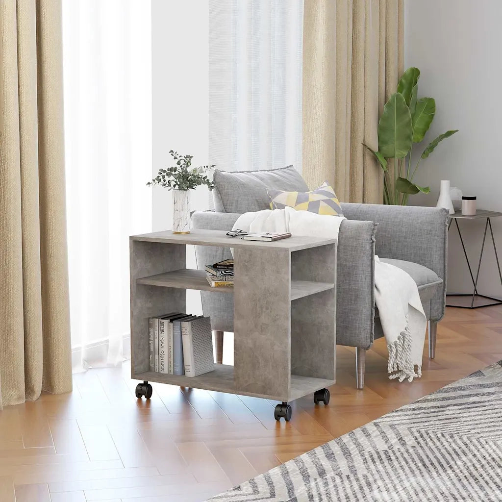 Tavolino | Tavolo laterale Grigio Cemento 70x35x55 cm in Legno Multistrato