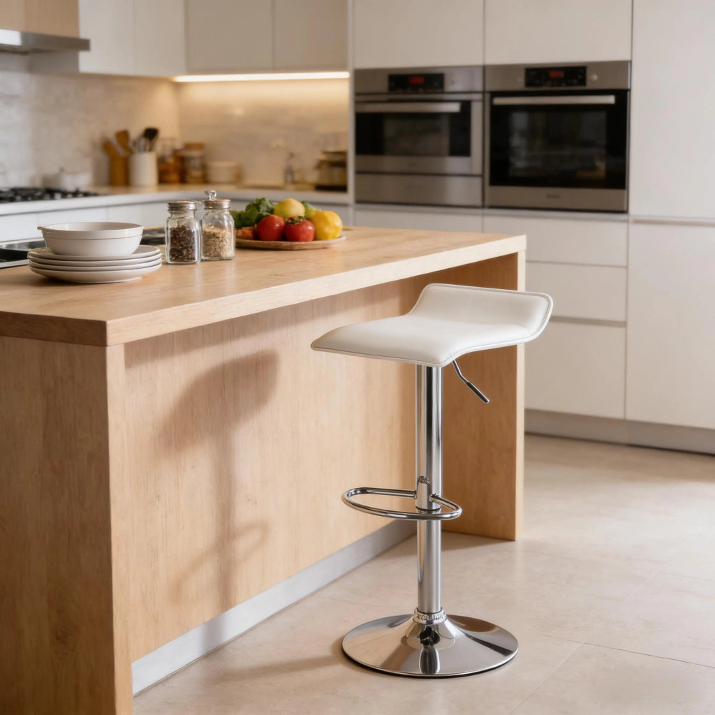 SGABELLO BAR Girevole e Regolabile in Altezza, Bianco, 62-84 cm