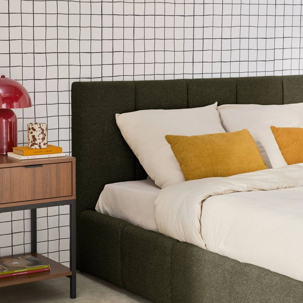 Struttura letto con contenitore e testiera 140cmx190cm, imbottita