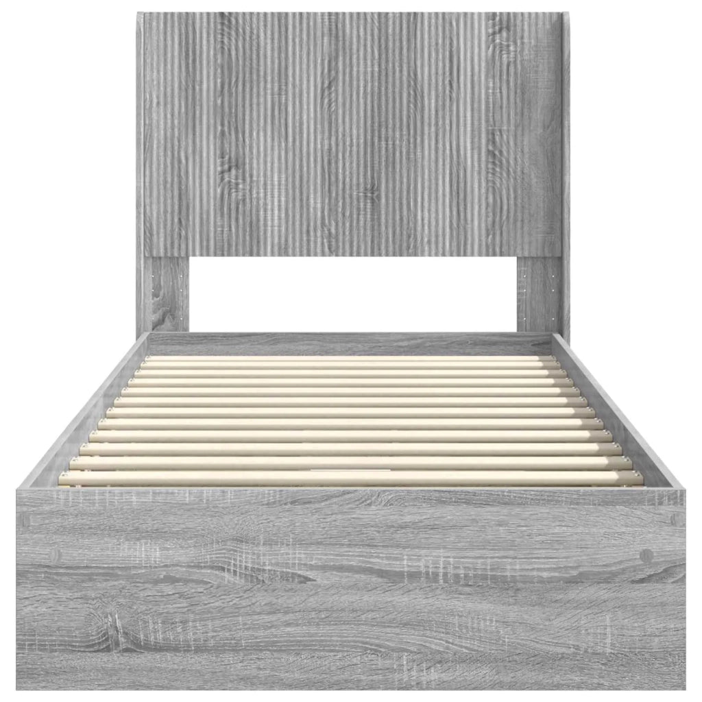 Struttura del letto con stoccaggio e testata Sonoma grigio