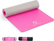 Matyoga ecologica 1/2" (10mm) con superficie antiscivolo per yoga, pilates e fitness a casa e in palestra - colore a due tonalità azalea rosa e grigio