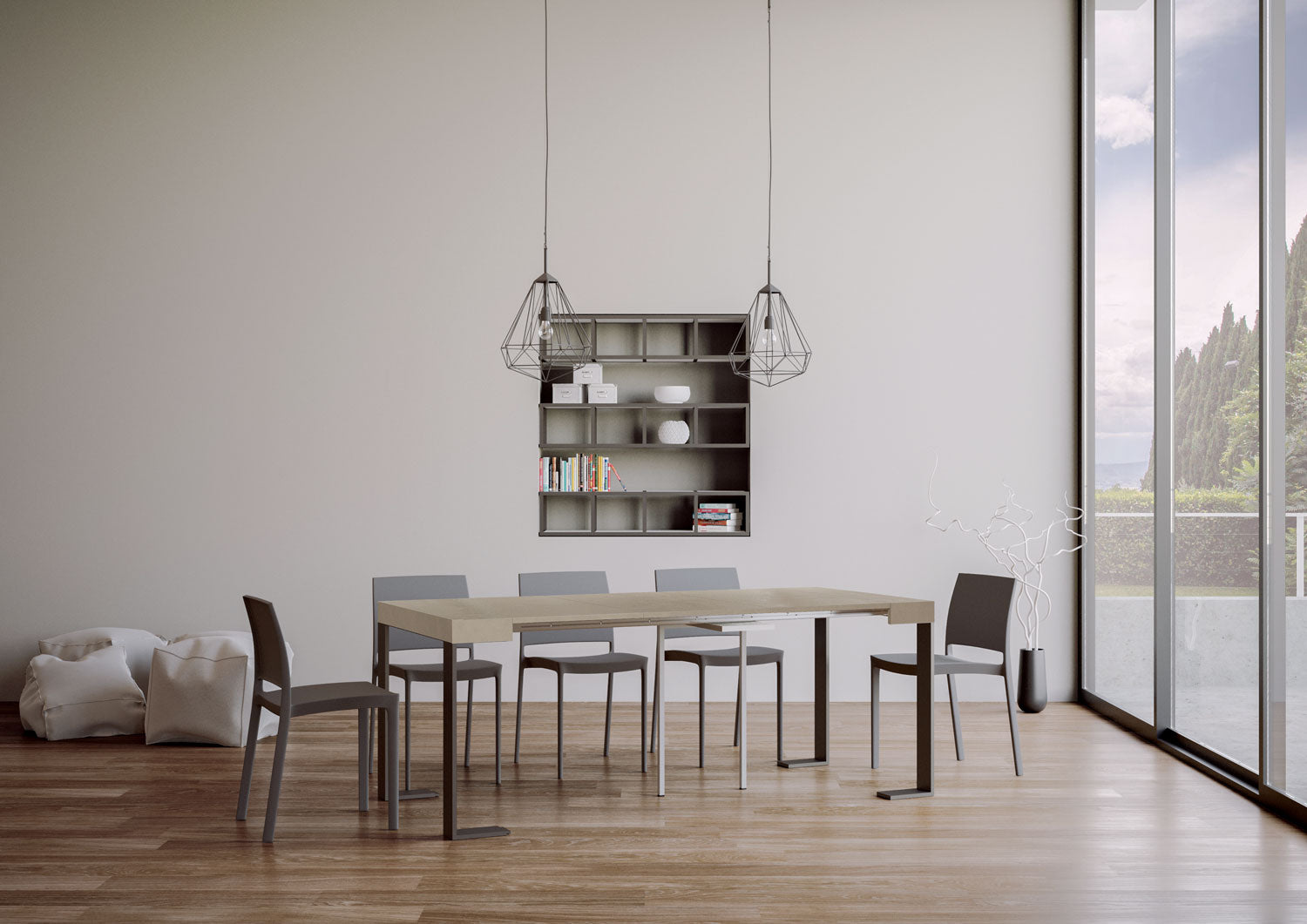 Consolle Allungabile 90-300x40x77 cm Tecno Cashmere Telaio Antracite