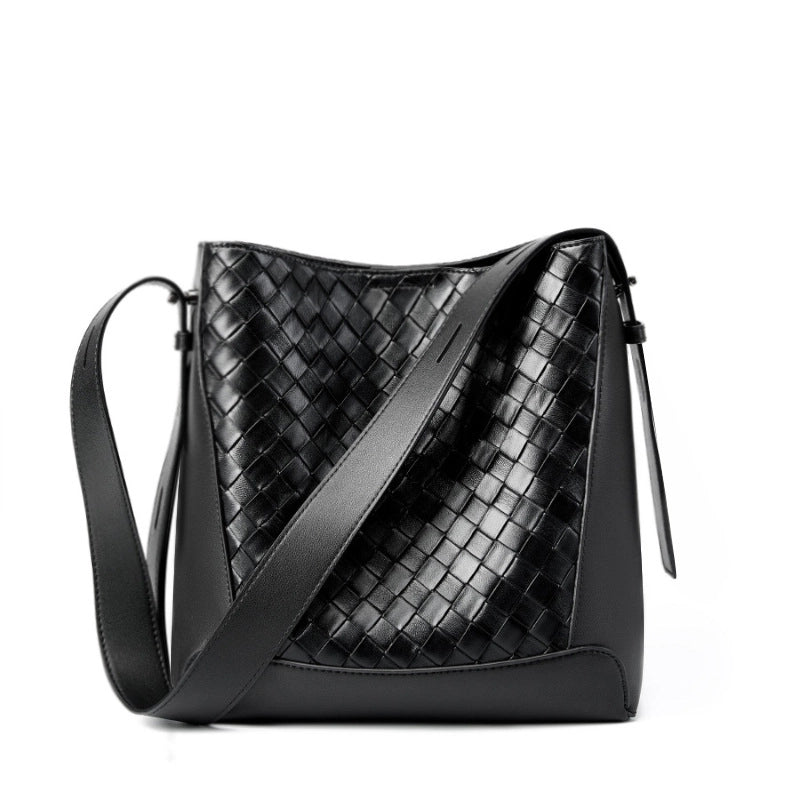 Borsa a mano/a tracolla da donna in vera pelle, colore nero.