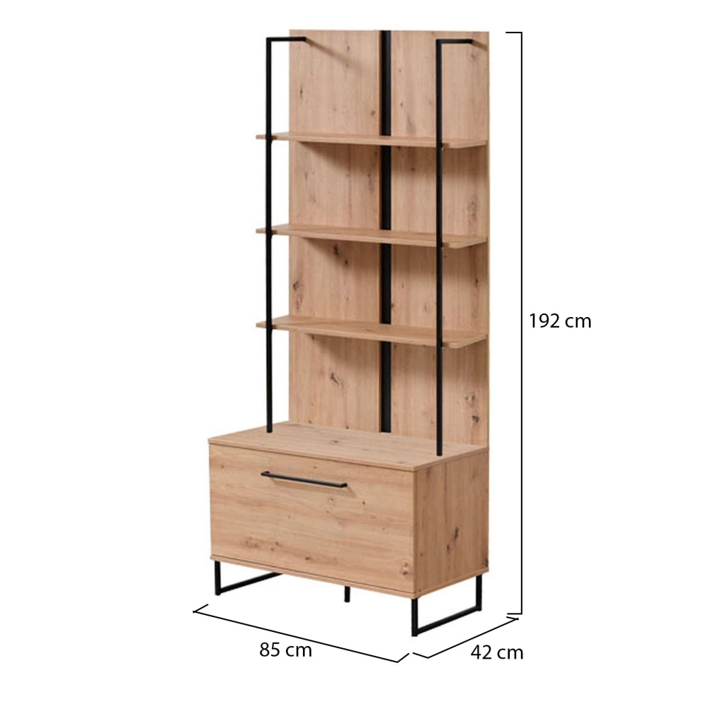Mobile Espositore Gargnano, Vetrina 4 Ripiani, 85x42x191.5h cm Marrone Rovere Nodi