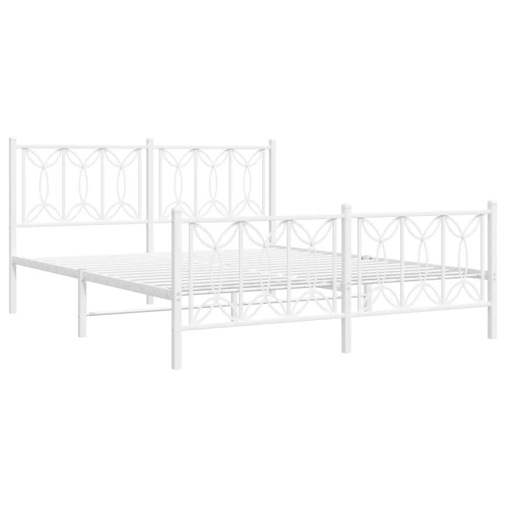 vidaXL Giroletto con Testiera e Pediera Metallo Bianco 150x200 cm
