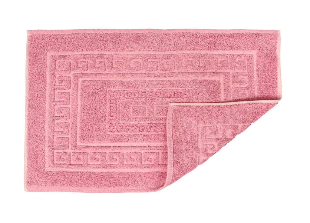 Tappeto Bagno Doccia Spugna Tinta Unita Torino Tappetino Super Assorbente In Cotone Pelo Corto Con Greca - 45x60 - Rosa