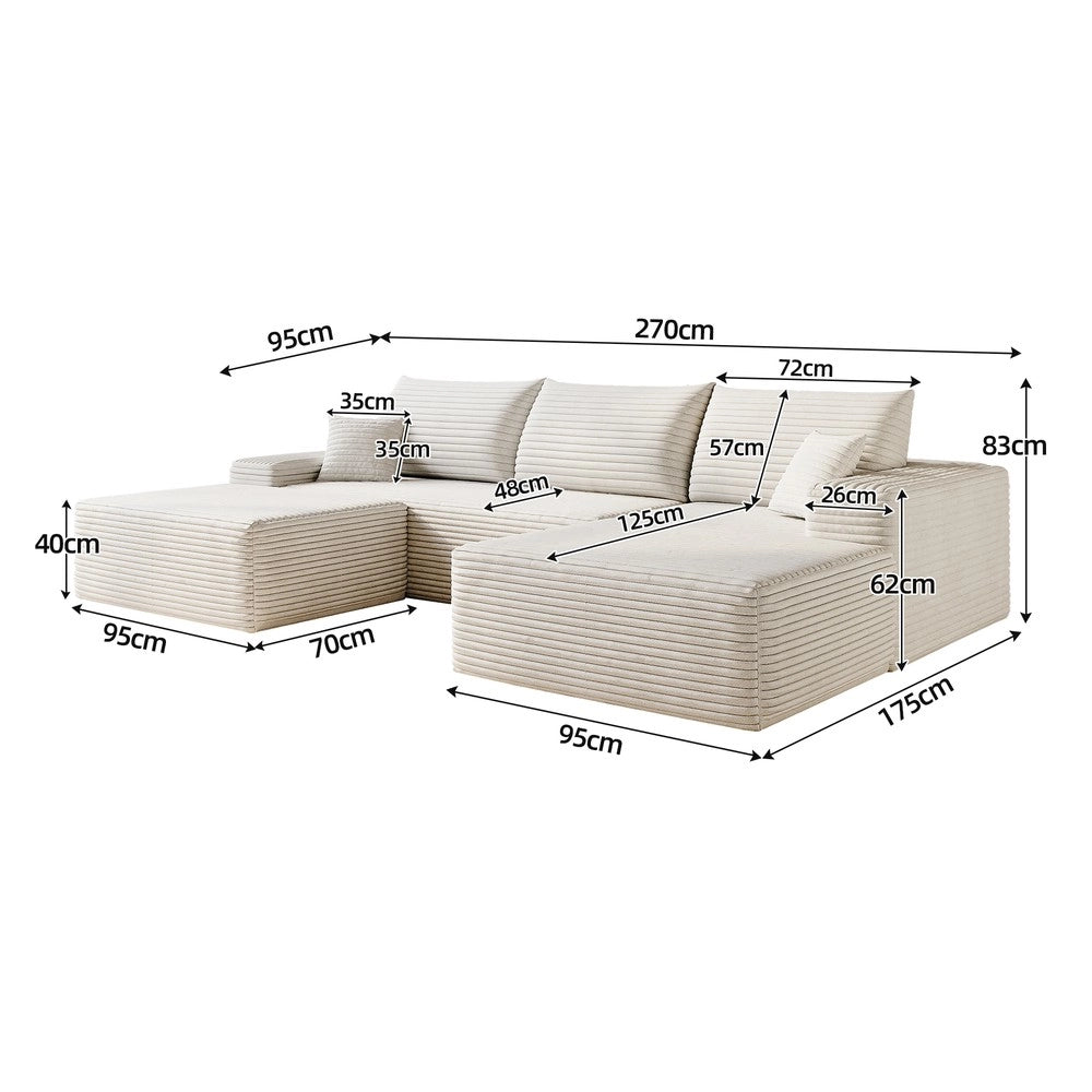 Divano angolare modulare Chaise Longue ¨C Minimal ¨C Bianco, 270cm
