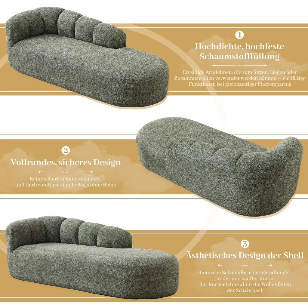 DIVANO Chaise longue curva 100x35x35 cm Chenille verde