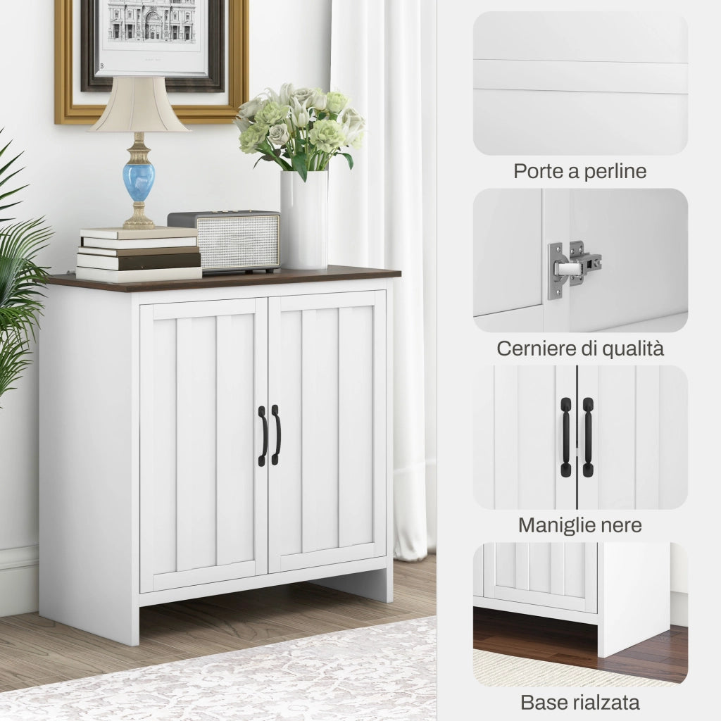 Credenza Moderna con Ante e Ripiano Regolabile ¨C Zephmum ¨C Bianco Legno 80x40x80
