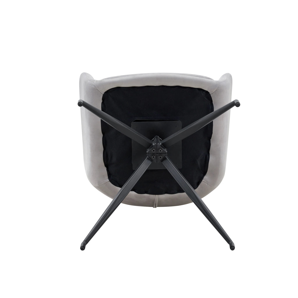 Sedia da pranzo girevole 360° con braccioli in tessuto grigio chiaro e metallo nero