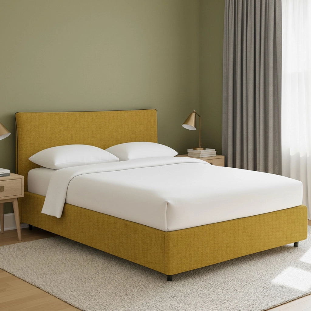 Altrincham, Letto Piazza e Mezza Sfoderabile Made in Italy, Giallo Ocra