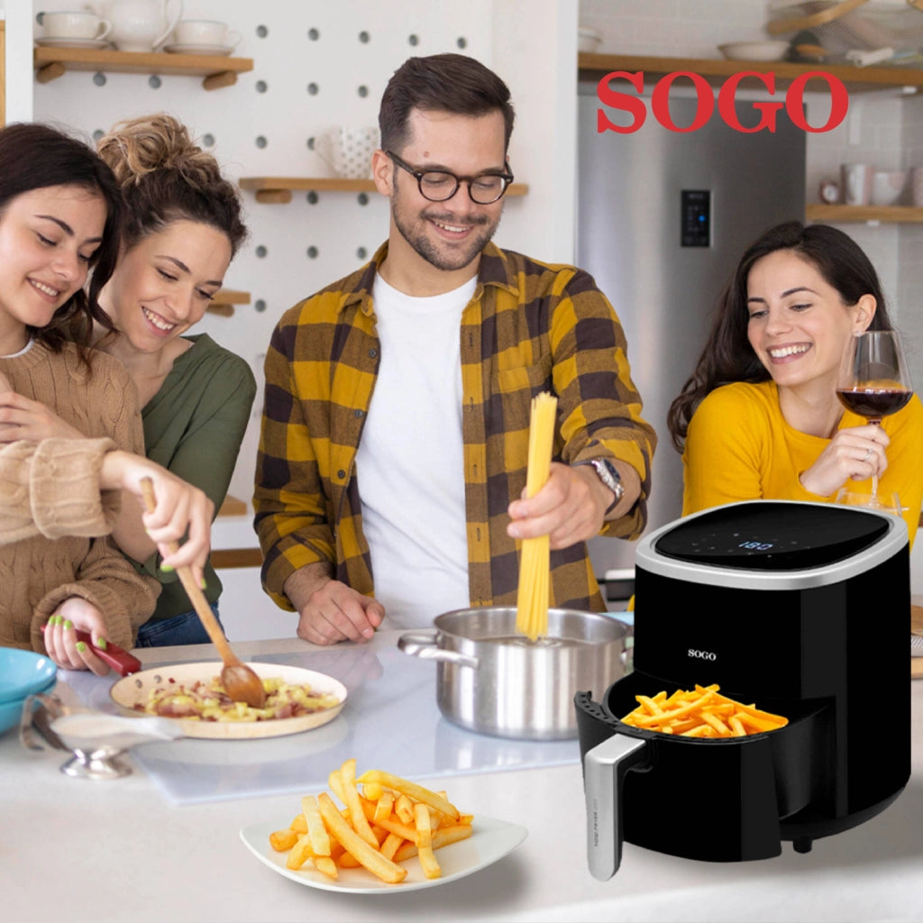 Friggitrice ad aria 3,5L con 8 programmi, temperatura 80-200°C e timer 60 min 1200W con display touch e ricettario - Sogo