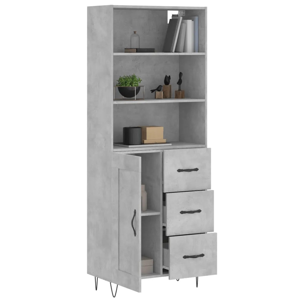 Credenza | Madia | Buffet da pranzo | Armadio da pranzo Grigio Cemento 69,5x34x180 cm in Legno Multistrato
