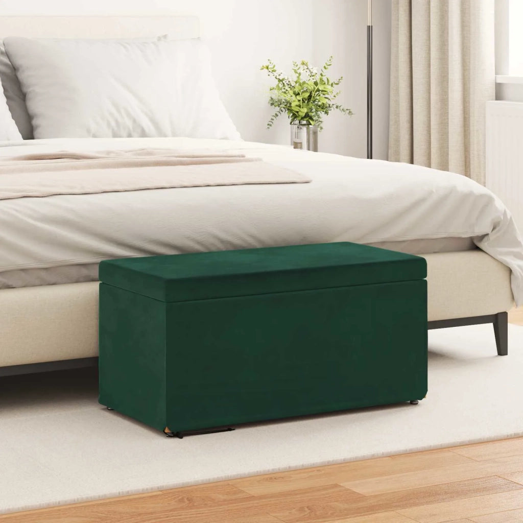 Pouf Verde Scuro 81 x 41 x 40 cm Velluto e Legno Ingegnerizzato