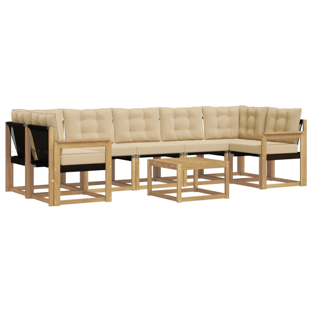 Set di divani da esterno con cuscino 8 pcs Bianco e Beige 3389303