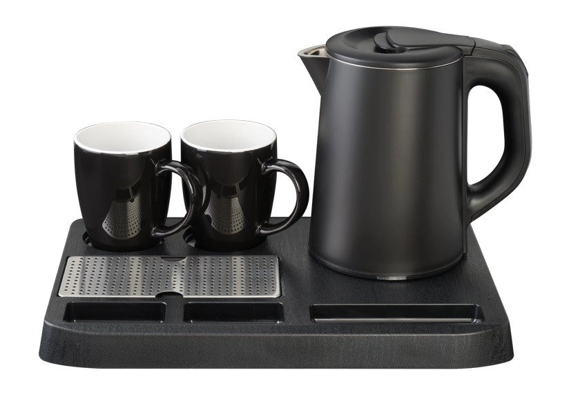 Set bollitore elettrico 4 pezzi- Nero  0,8 litri  Acciaio inox a doppia parete