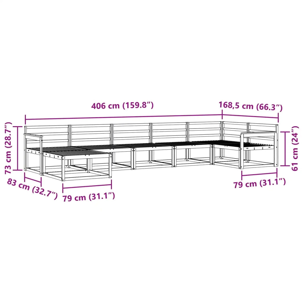 Set di divani da esterno 7 pcs Bianco Legno di Acacia Massello 3386748
