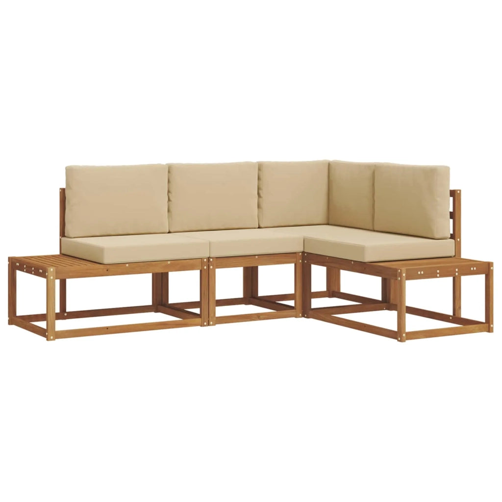 Set di divani da esterno con cuscino 4 Pezzo Naturale e Beige