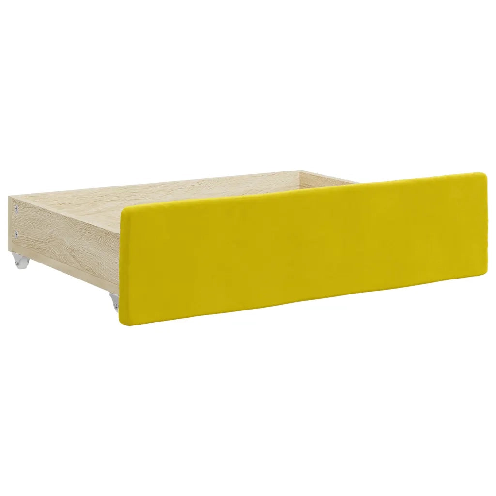 Cassetti da Letto 2 pz Gialli in Legno Multistrato e Velluto CFW3754203