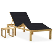 Lettino da Giardino con Tavolino Cuscino Legno Pino Impregnato cod mxl 24063