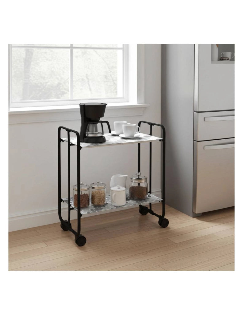 Carrello da cucina pieghevole nero con ruote BAUHAUS 2 ripiani