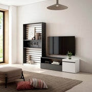 Mobile TV, Soggiorno, 260x35x186cm, Per TV fino a 65", Set di mobili, Bianco e nero RF2541