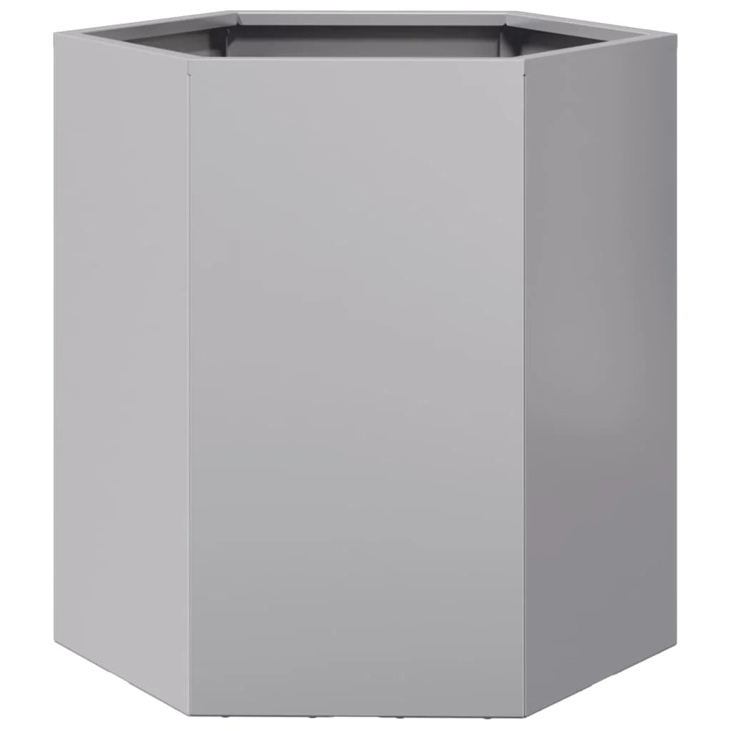 Fioriera esagonale per aiuole rialzate piante fiori terrazza giardino 46 ​​x 40 x 45 cm acciaio zincato argento 02_0038646
