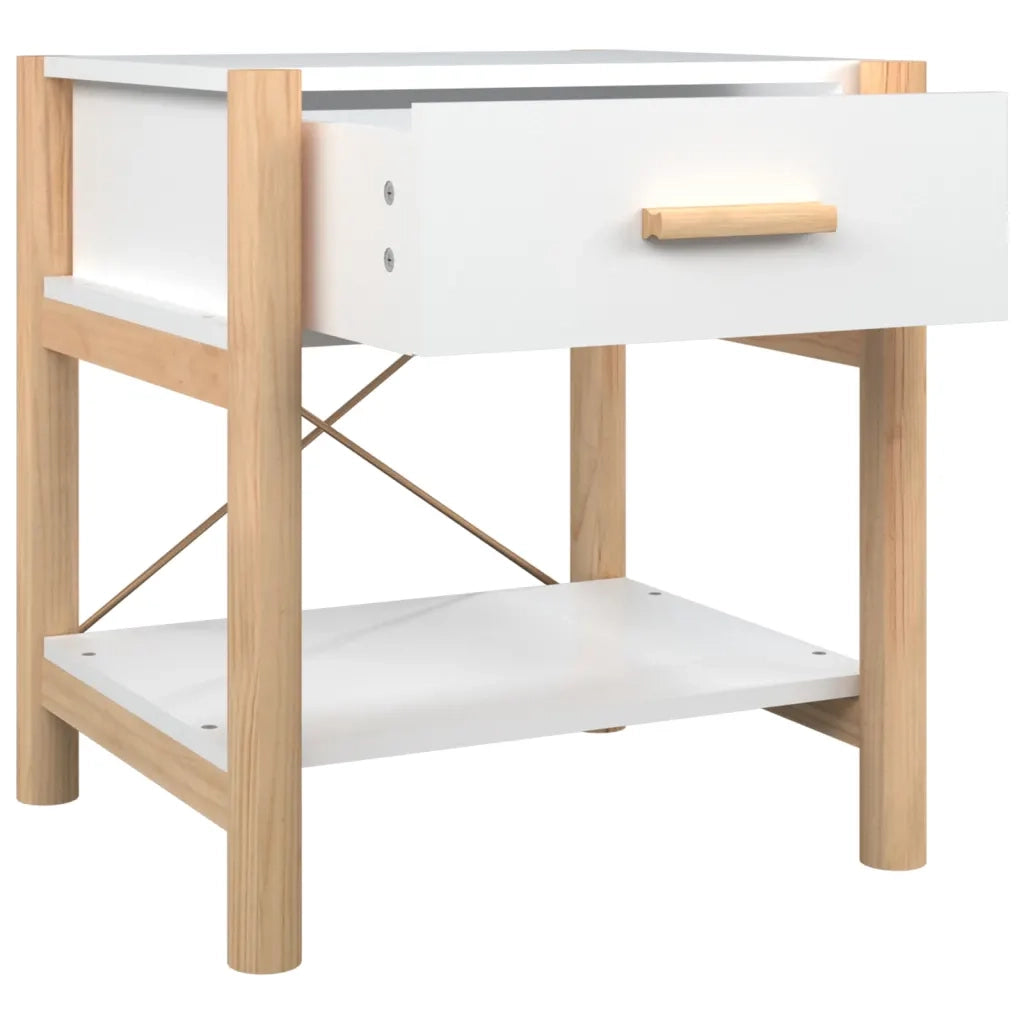 Tavolini da Letto 2pz Bianchi 42x38x45 cm in Legno Multistrato cod mxl 30108