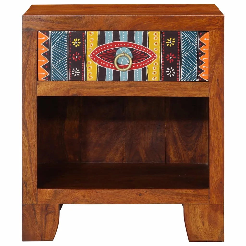 Comodino | Armadio da Notte | Mobiletto da notte 40x35x45 cm in Legno Massello di Acacia