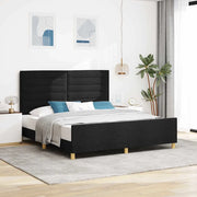 Struttura del letto con testiera-Giroletto Nero 180 x 200 cm Tessuto 204523