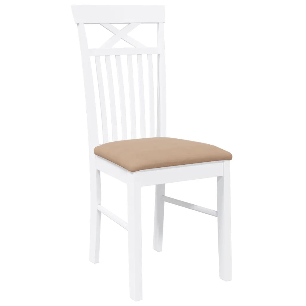Sedie da Pranzo con Cuscini 2 pz Bianco Legno Massello di Hevea