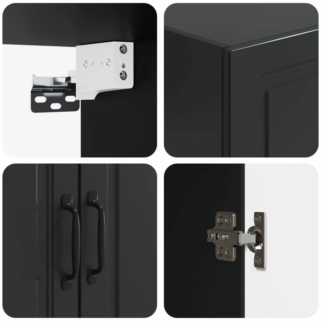 Mobiletto a muro Nero 66 x 34,5 x 90 cm Legno ingegnerizzato 899246