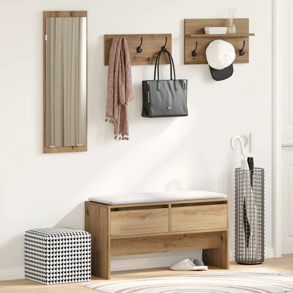 Set mobili da ingresso con cassetto 4 pz Rovere Artigianale