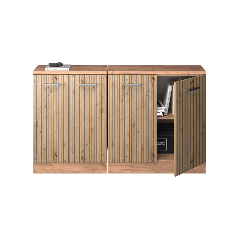 Set di mobili sottotetto Rion Rovere artigianale/Rovere dorato 140 cm Set di 2 carcasse armadio profondità 60 cm Vicco