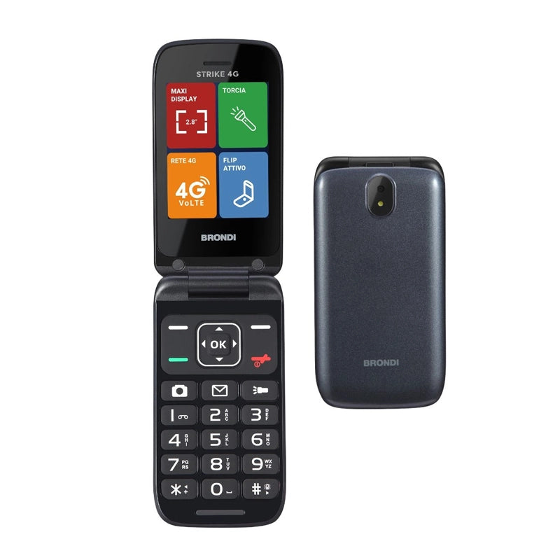 BRONDI STRIKE 4G (GRIGIO) - TELEFONO CELLULARE - TORCIA - FOTOCAMERA - VOLTE - CONNETTIVITA 4G